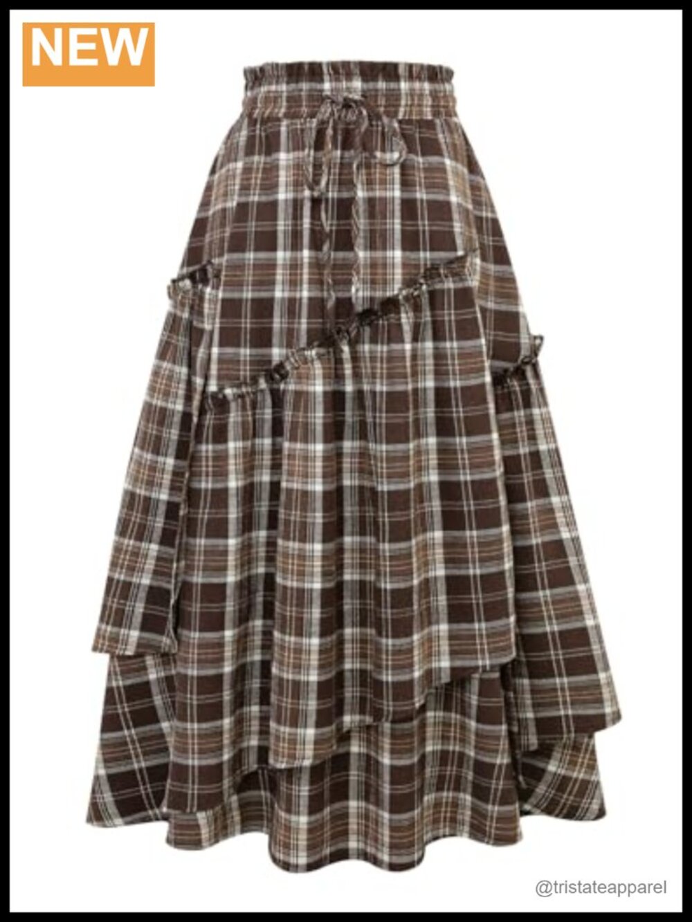 Womens Long Plaid High Waisted Renaissance Maxi A-Line Skirt with Pockets